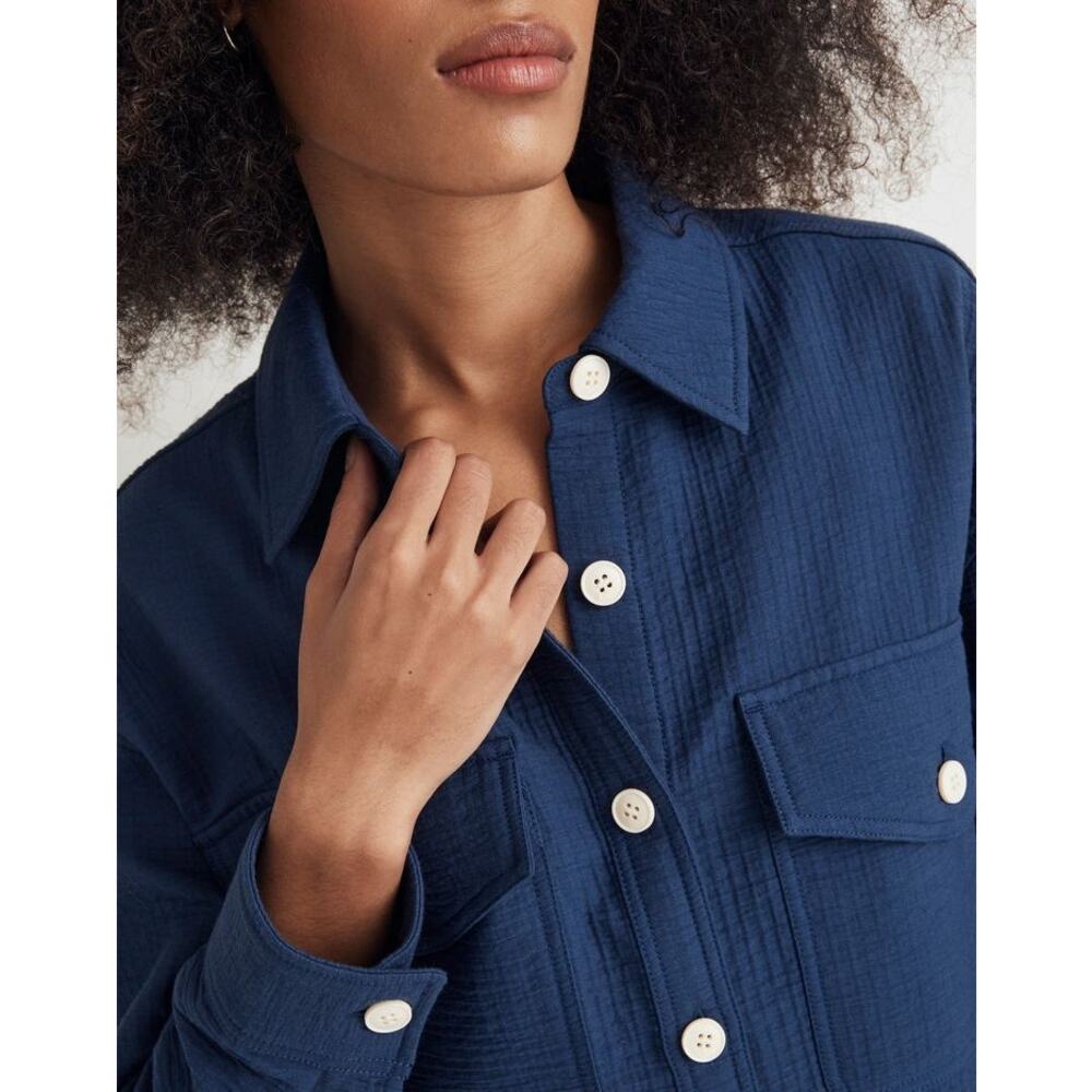 Madewell Superoversized Shirt Cotton Gauzy Collared Button Down Shacket - Picture 3 of 13